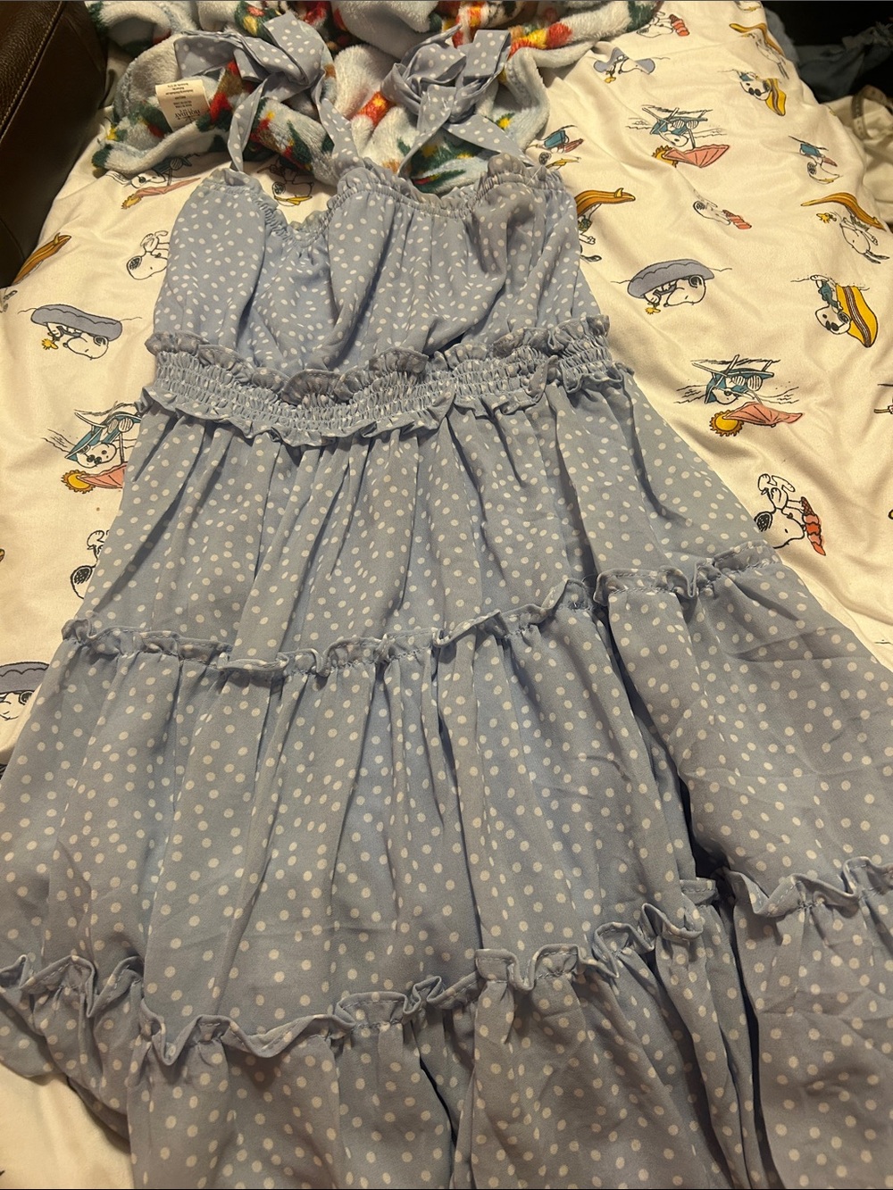 Rare Editions Light Blue Polka Dot Tiered Sundress